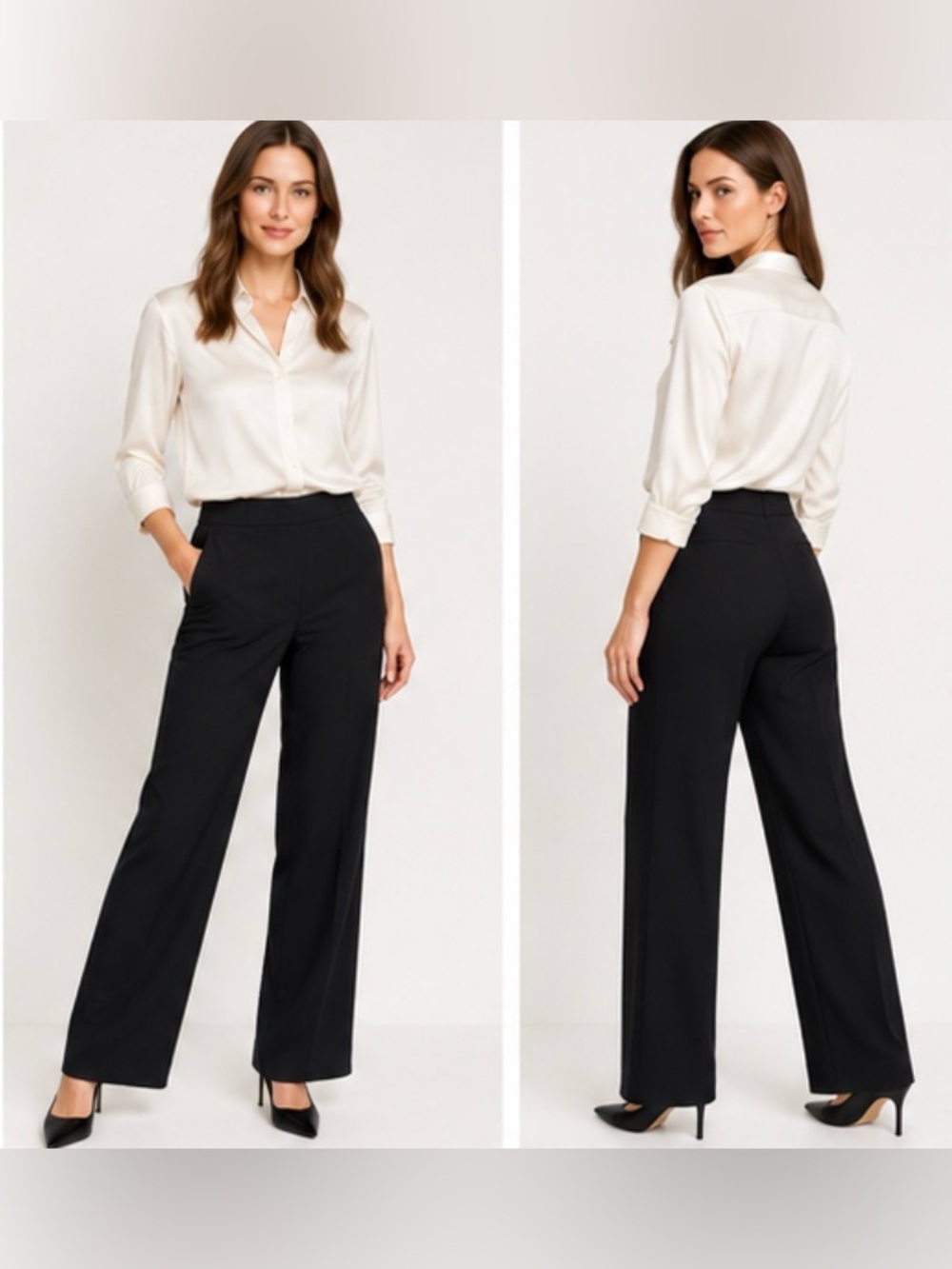 AKRIS Black Wide-Leg / Straight-Leg Trousers – Made in Switzerland size 29